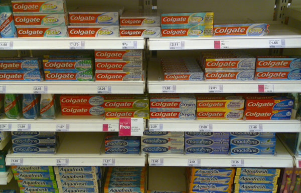 toothpaste Shelf of toothpaste